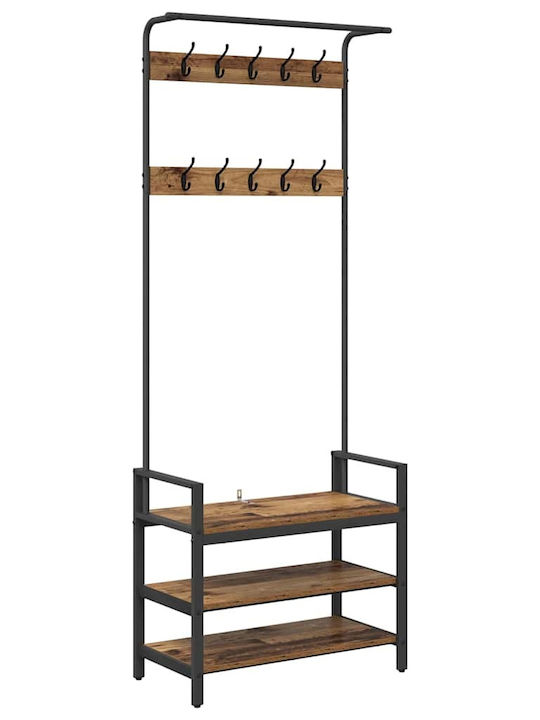 vidaXL Κρεμάστρα Δαπέδου από Ξύλο Μαύρη 75x34x184cm