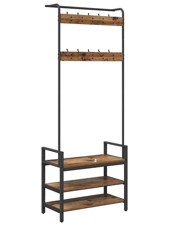 vidaXL Κρεμάστρα Δαπέδου από Ξύλο Μαύρη 75x34x184cm