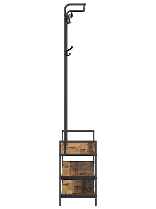 vidaXL Κρεμάστρα Δαπέδου από Ξύλο Μαύρη 75x34x184cm