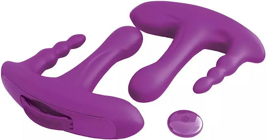 Pipedream 3Some Rock N' Ride Vibe Silicone Vibrator Mini Διπλός Δονητής με Απομακρυσμένο Έλεγχο 7cm Purple