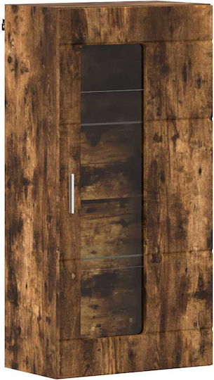 Wall Living Room Display Cabinet made of Particleboard with Glass Smoky Oak 55x29x100cm