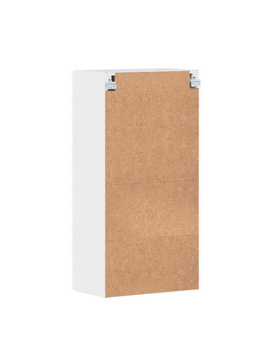 Wall Living Room Display Cabinet made of Particleboard with Glass Glossy White 55x29x100cm