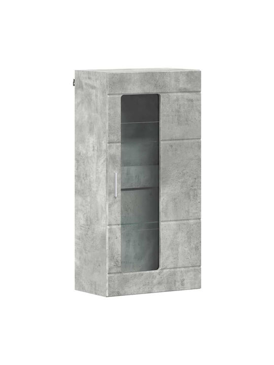 Wall Living Room Display Cabinet made of Particleboard with Glass Grey Concrete 55x29x100cm