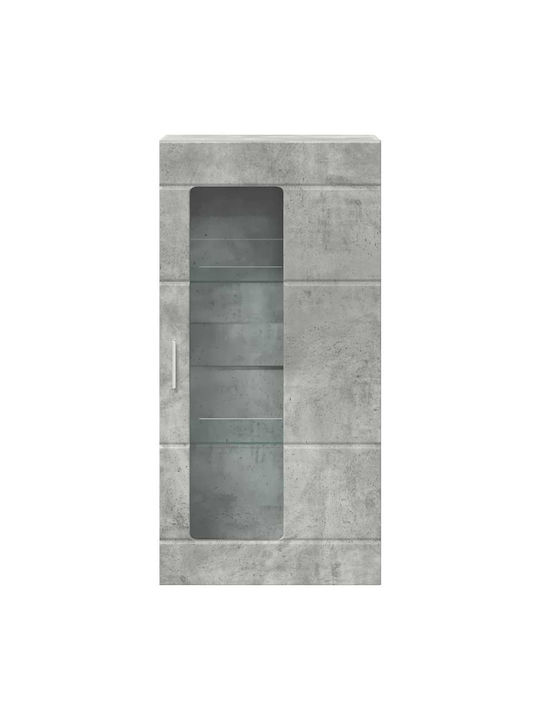 Wall Living Room Display Cabinet made of Particleboard with Glass Grey Concrete 55x29x100cm
