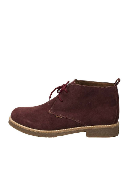 Suede Women's Ankle Boots Burgundy