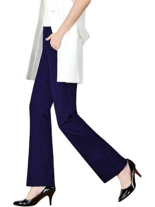 Γυναικείο Υφασμάτινο Παντελόνι Καμπάνα Navy Blue