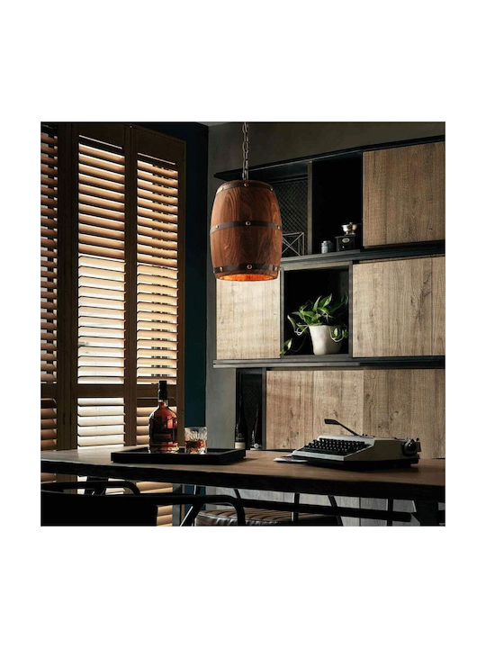 VenCore Κρεμαστό Φωτιστικό Καφέ Ράγα με Ντουί E27 22x22x29εκ.
