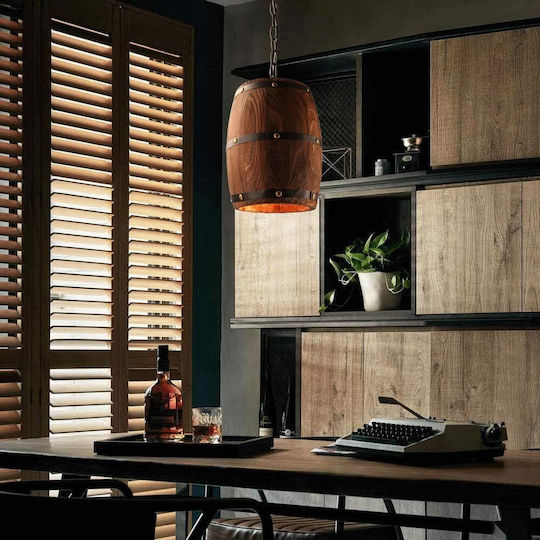 VenCore Pendant Light Brown Rail with Socket E27 22x22x29cm