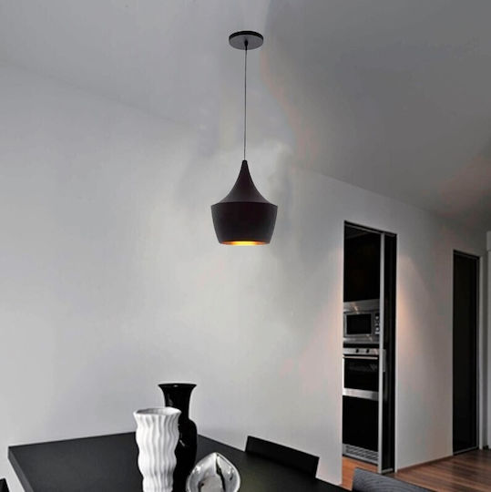 VenCore Pendant Light Black Bell with Socket E27 24x24x30cm