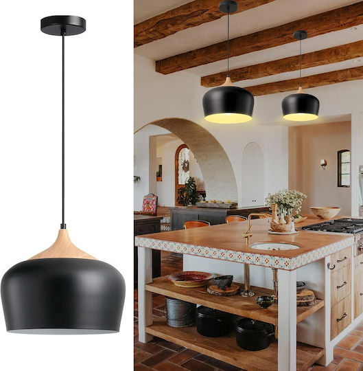 VenCore Adjustable Pendant Light Black Bell with Socket E27 35x35x27cm