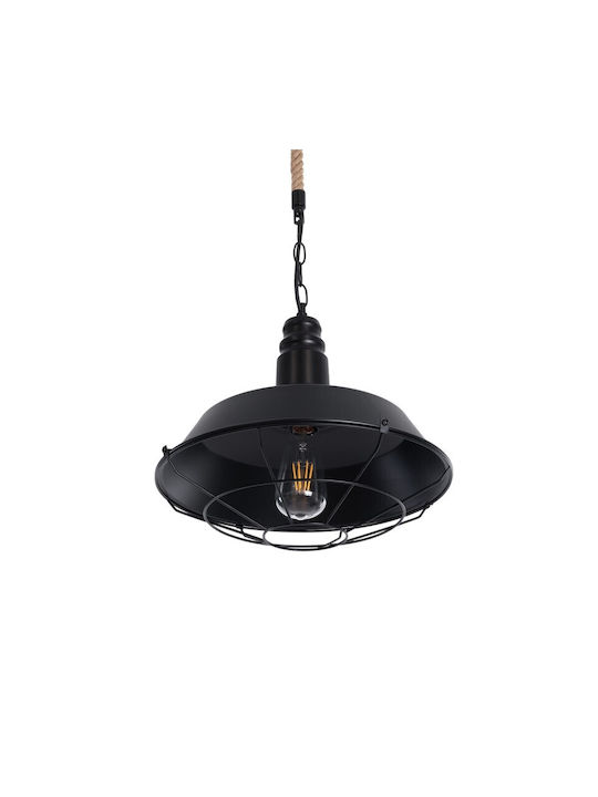 VenCore Pendant Light Black with Rope for Socket E27 36x36x30cm