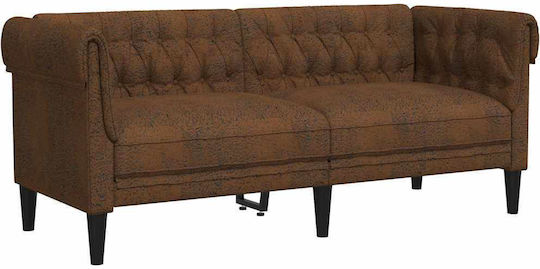 Three-Seater Couch Artificial Leather Brown 182.5x74.5x74.5 cm