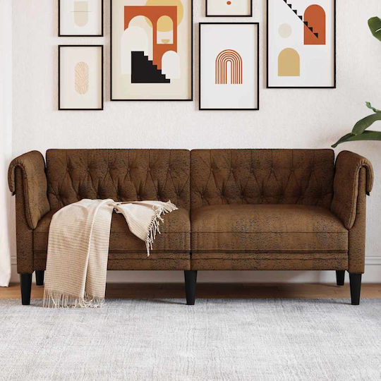 Three-Seater Couch Artificial Leather Brown 182.5x74.5x74.5 cm