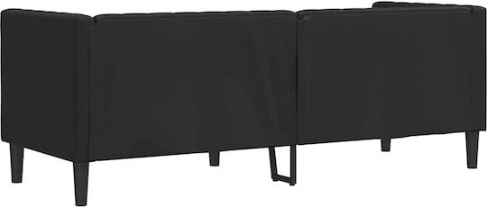 Dreisitzer Sofa Künstliches Leder Black Velvet-Black Metal 194x74.5x70.5cm