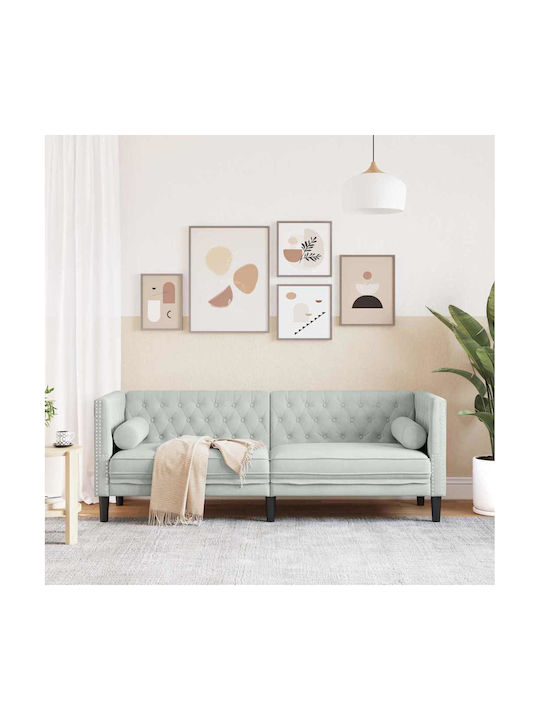 Dreisitzer Samt Sofa Hellgrau 194x74.5x70.5cm
