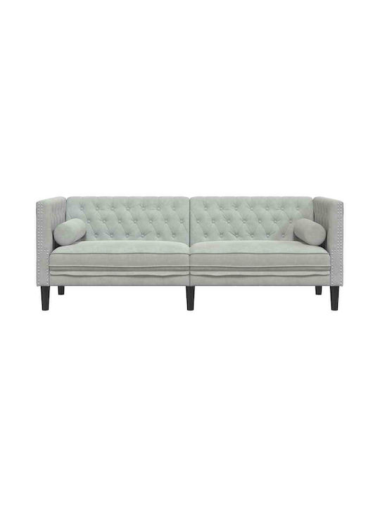 Dreisitzer Samt Sofa Hellgrau 194x74.5x70.5cm