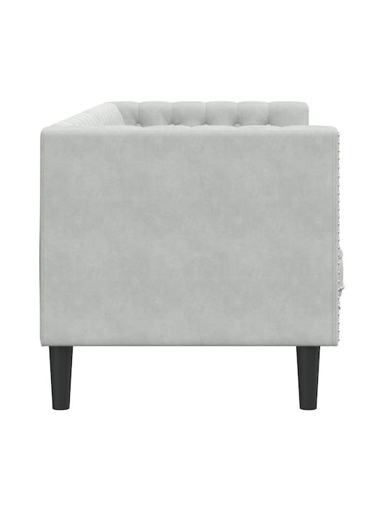 Dreisitzer Samt Sofa Hellgrau 194x74.5x70.5cm