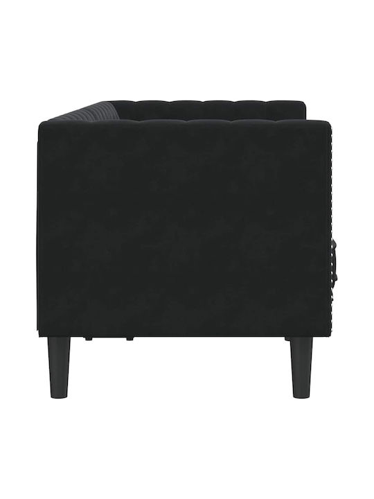 Τριθέσιος Καναπές Βελούδινος Μαύρο 174x74.5x70.5εκ.