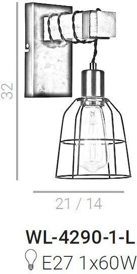 Italux Lamp Wall with Socket E27 Black 14cm
