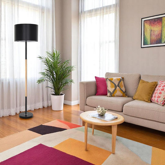 VenCore Lampa de podea Î145xL40cm. cu Soclu pentru Bec E27 Negru