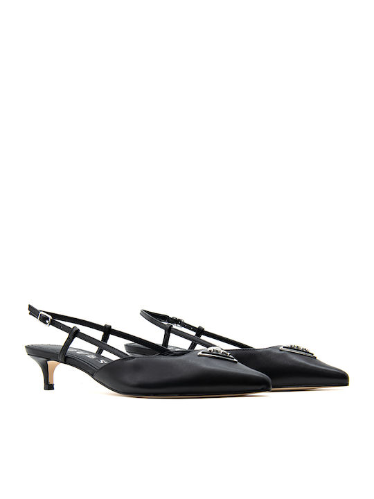 Leather Heels with Low Heel Black