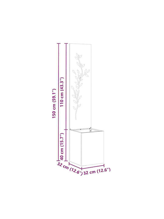 vidaXL Pot Metallic Black 32x140x140cm.