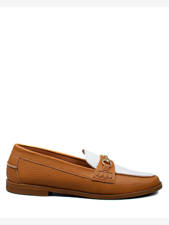 Leather Women's Loafers in Tabac Brown Color