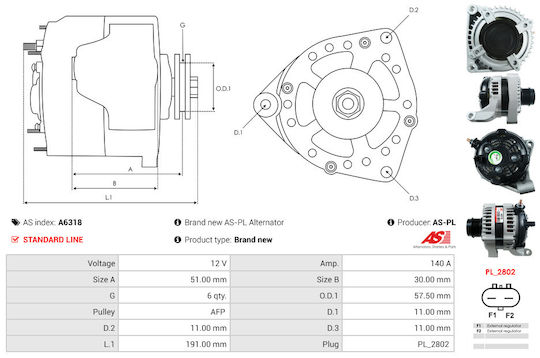 Alternator Chrysler Voyager 3.3
