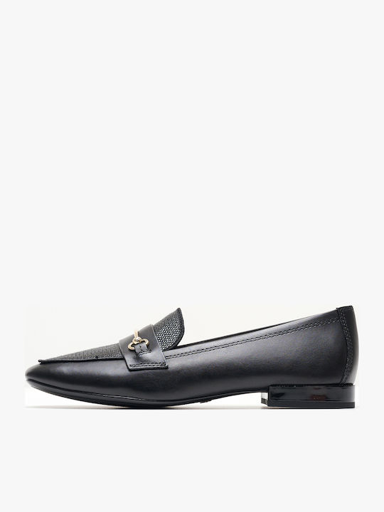 Leather Women's Moccasins in Black Color