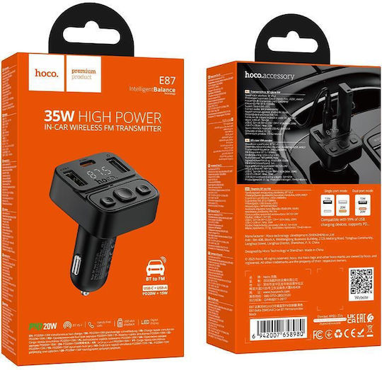 Hoco FM Car Transmitter with Bluetooth / USB