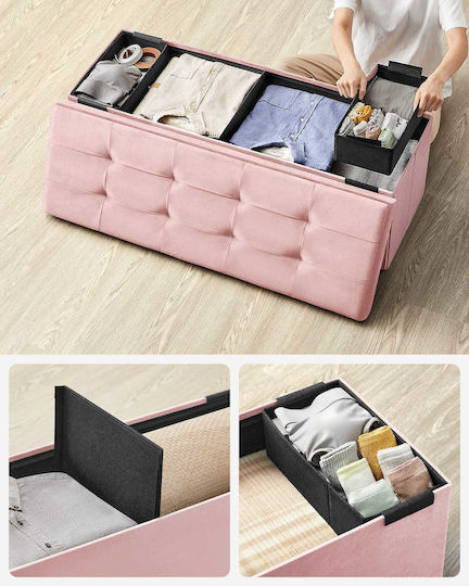 Scaune Camera de zi Cu spațiu de depozitare Tapițat cu Catifea Roz 38x38x38buc
