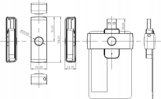 Acs Card Reader USB 2.0 Λευκό
