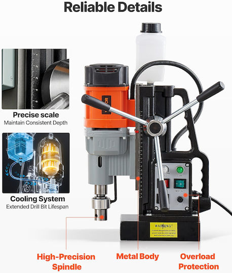 Vevor Μαγνητικό Δράπανο CLZJPCSDJ60M77GY5001V2 με Ισχύ 1.5kW