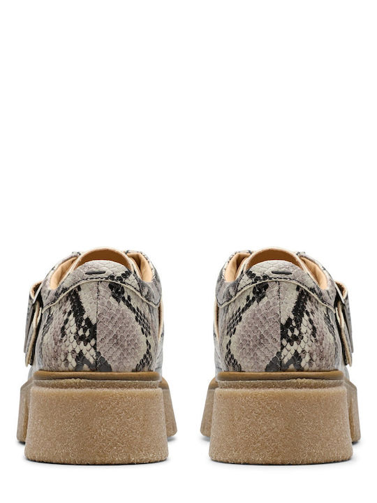 Linoso Monk Leather Women's Loafers in Gray Color