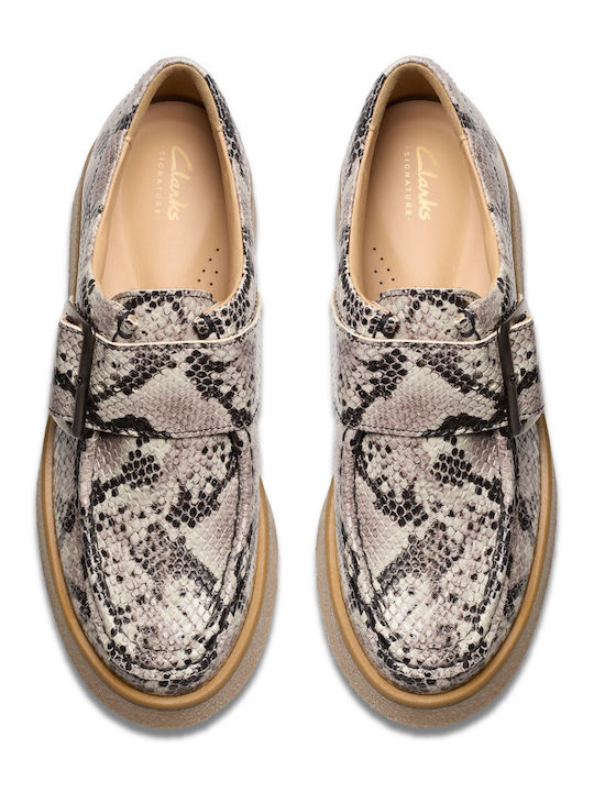 Linoso Monk Leather Women's Loafers in Gray Color