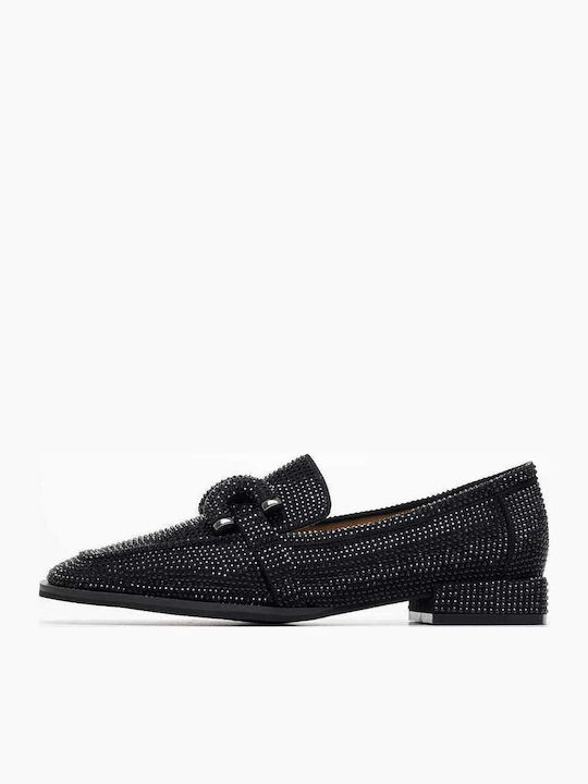 Leder Damen Loafers in Schwarz Farbe