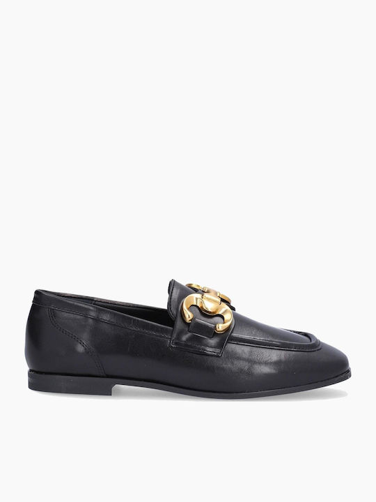 Leather Women's Moccasins in Black Color