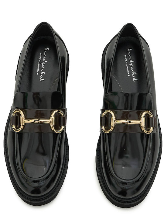 Δερμάτινα Γυναικεία Loafers σε Μαύρο Χρώμα