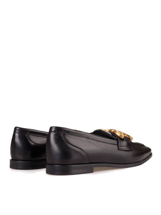 Leather Women's Moccasins in Black Color