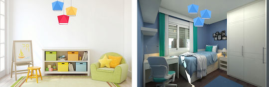 Light Home Πολύφωτο Παιδικό Φωτιστικό Κρεμαστό από Μέταλλο 60W με Υποδοχή E27 Λευκό