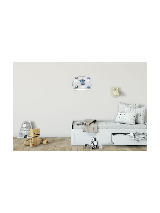 Light Home Единична светлина Детска таванна лампа Окачен от Метал 60W с Гнездо E27 Бял