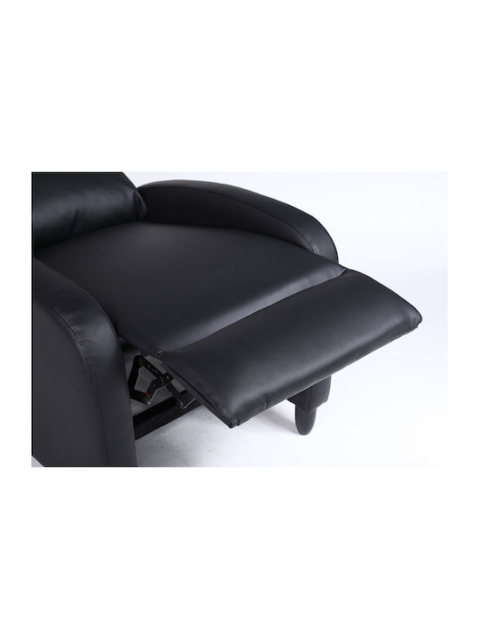 Atria Πολυθρόνα Relax από Δερματίνη Μαύρο 67.5x90x104cm