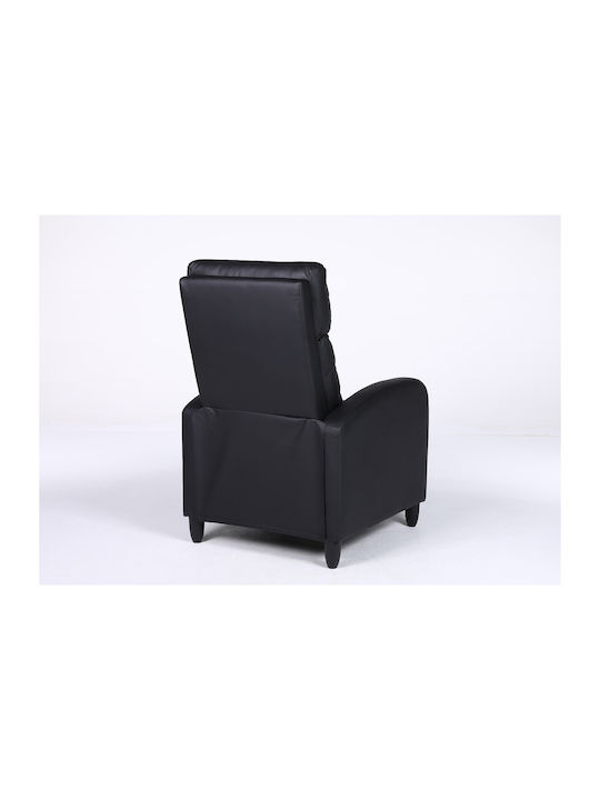 Atria Πολυθρόνα Relax από Δερματίνη Μαύρο 67.5x90x104cm