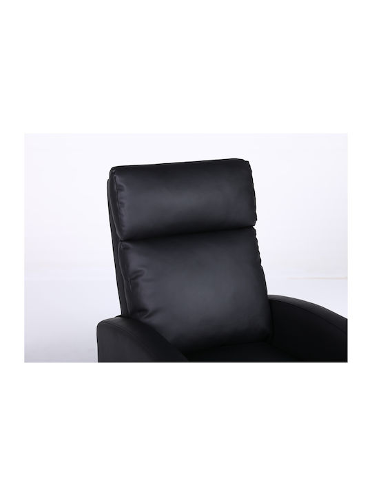 Atria Πολυθρόνα Relax από Δερματίνη Μαύρο 67.5x90x104cm