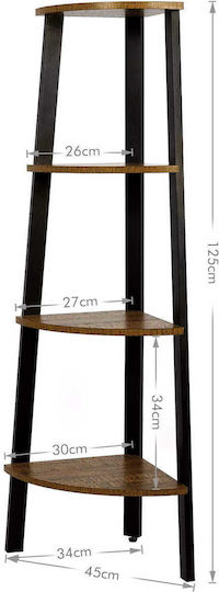 Corner Bookcase Leobert Brown 45x34x125cm