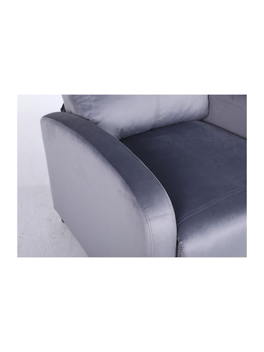 Tureis Πολυθρόνα Relax Βελούδινη Γκρι 68x86x99cm