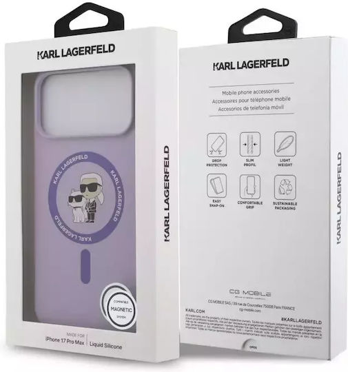Karl Lagerfeld Liquid Umschlag Rückseite Silikon Lila (iPhone 17 Pro Max)