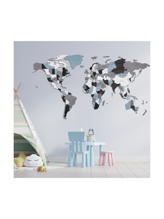 Wood World Map Smoky Dreams Ξύλινος Χάρτης Τοίχου