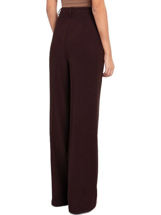 Damen Hoch tailliert Stoff Hose Brown