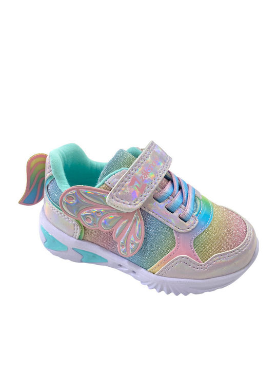 Kinder Sneakers mit Klettverschluss & Lichtern Rosa